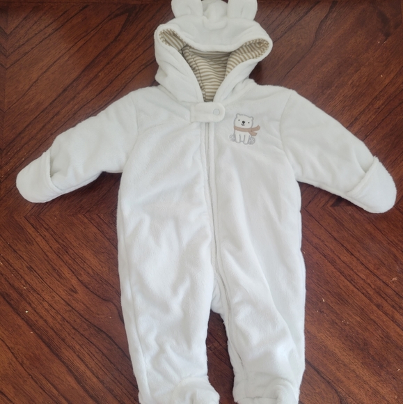 Carter's One Piece Jumpsuit Size 3 Months White & Tan NWOT - Picture 1 of 7